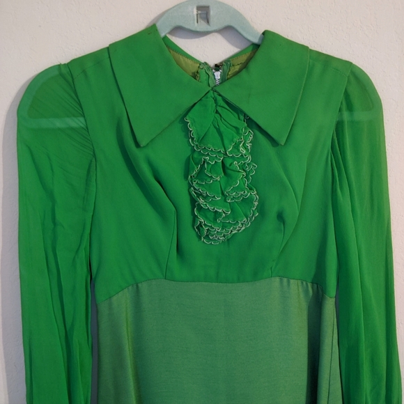 Rare True Vintage Green Dress - Picture 2 of 7